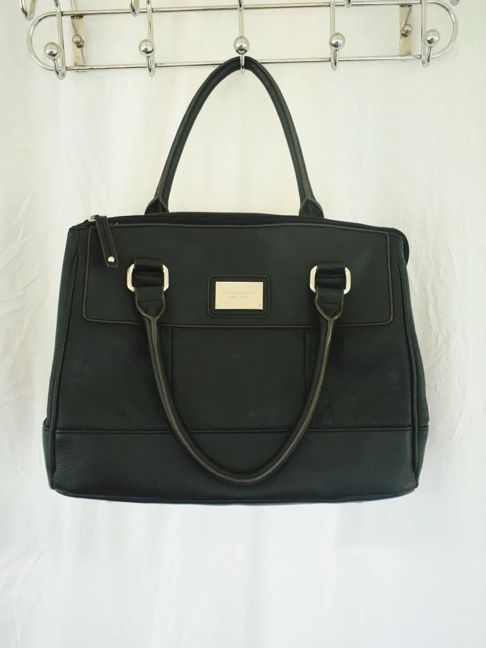 Classic Black Tignanello Leather Handbag